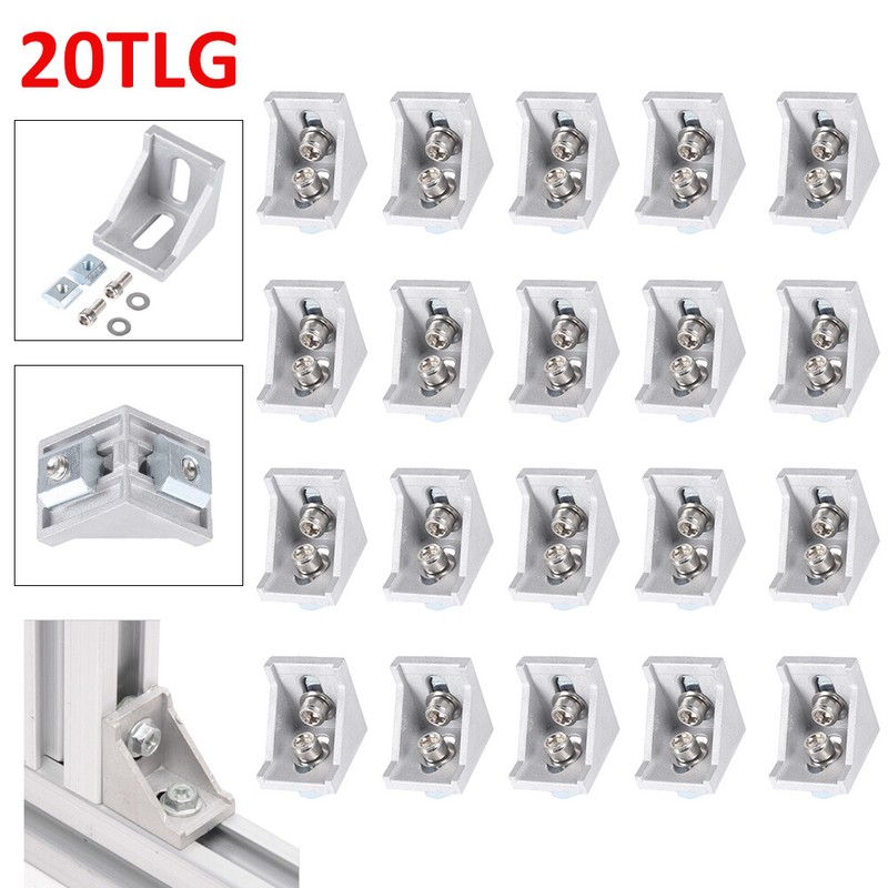 20x Befestigungsmaterial Winkel Befestigung für 40x40 & 40x80 Nut 8 Alu-Profil