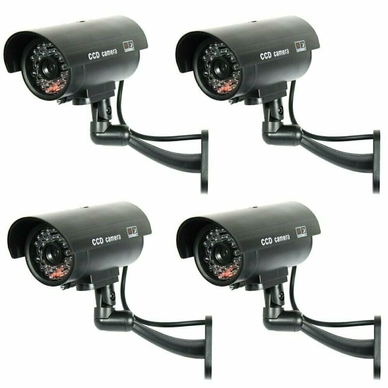 4 Pack IR Bullet Fake Dummy Surveillance Security Camera CCTV Record Light B1-4