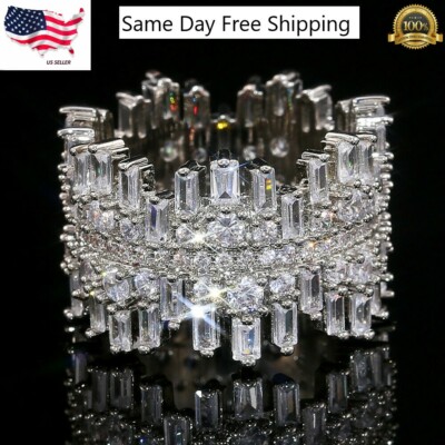 Sunshine Women Jewelry Silver Plated Ring Sz6-10 Simulated glass