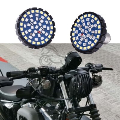 Dual Color White/Amber 1157 LED DRL Switchback Turn Signal Lights For Harley