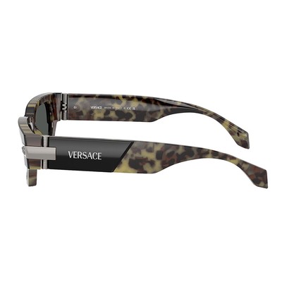 Pre-owned Versace Ve 4465 545687 Havana Plastic Rectangle Sunglasses Grey Lens In Gray