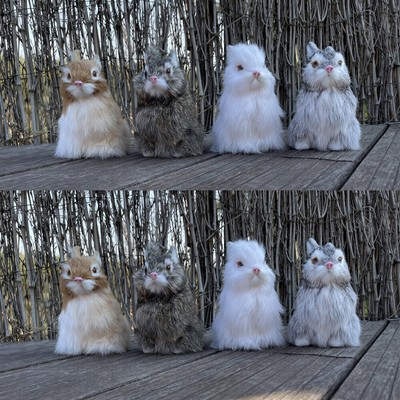 4pcs Realistic Rabbit/Bunny Taxidermy Figurine in Fur for Easter Decoration