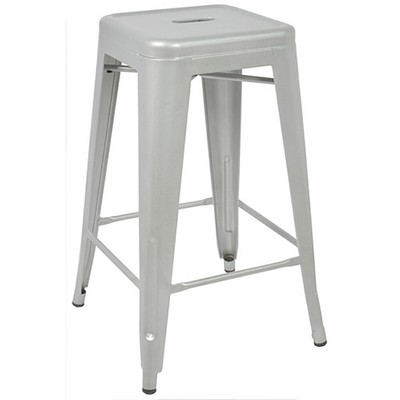 NEW! MODERN STEEL 24'' BARSTOOL - COUNTER RETRO TOLIX-STYLE BAR STOOL-AJAX SILVER