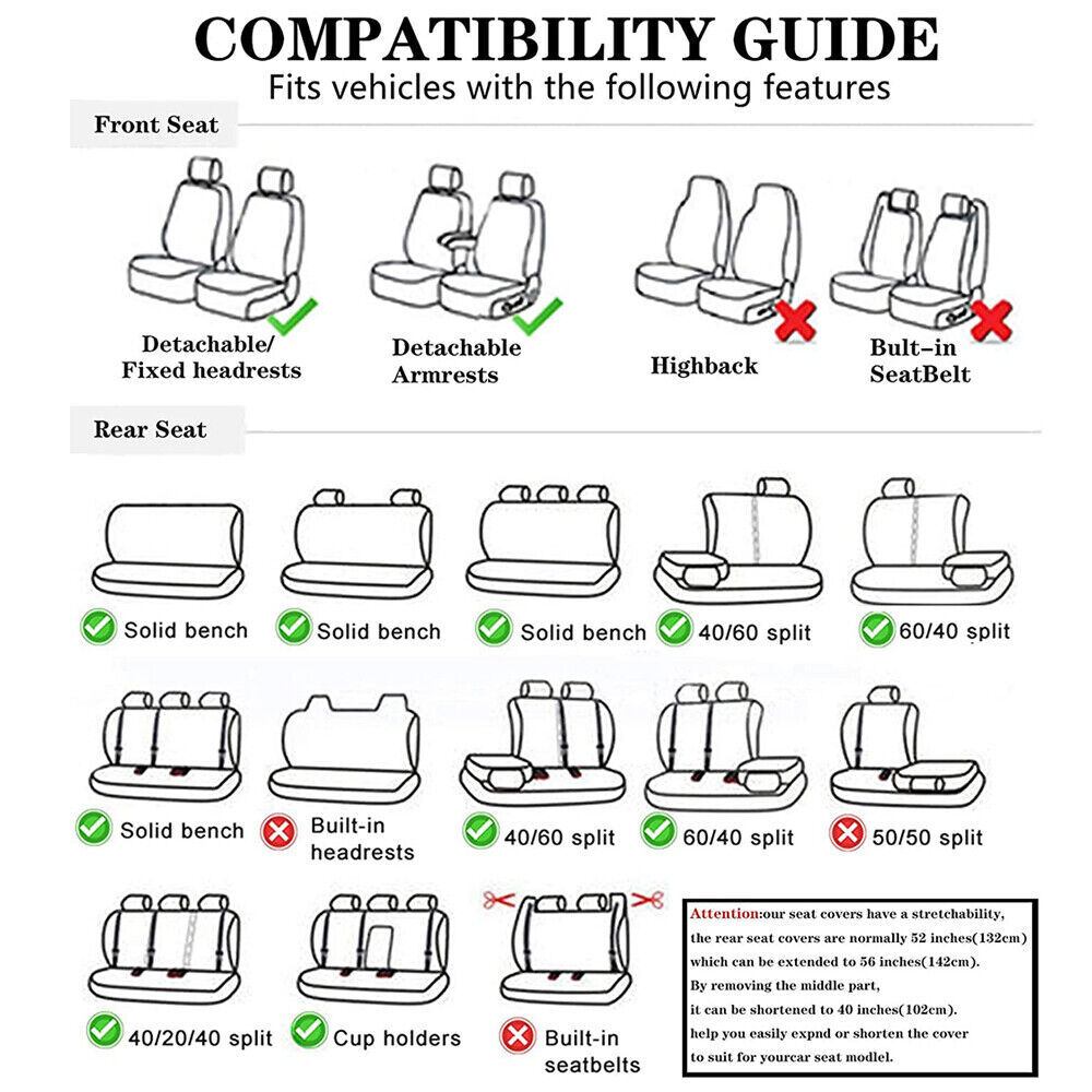 For Honda Accord Civic CR-V HR-V Leather Car Seat Covers 5-Seat Full Set Cushion