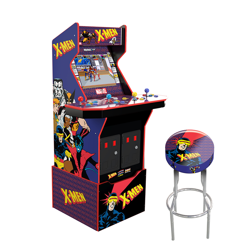 Arcade1UP X-Men 4-Player Arcade Video Game Machine Riser Lit