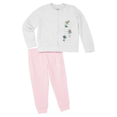 

Puma 2Pc Fleece Zip Up Jacket - Jogger Set для маленьких девочек, размер , повседневная спортивная одежда, Белый, Puma 2Pc Fleece Zip Up Jacket - Jogger Set Toddler