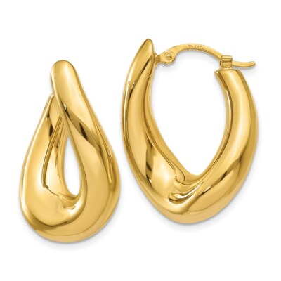 Pre-owned Superdealsforeverything Real 14kt Yellow Gold Twisted Oval Hoop Earrings