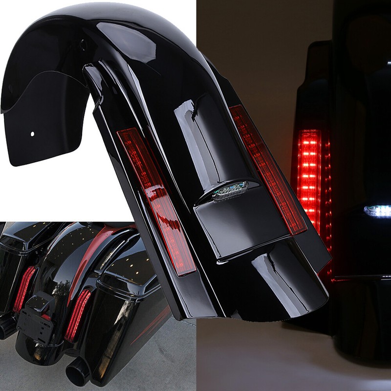 CVO Rear Fender Stretched Extended w/ Red LED Light for Harley