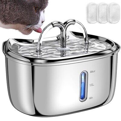2.5L Automatic Pet Dog Cat Water Fountain LED Drinking Dispenser Stainless Steel