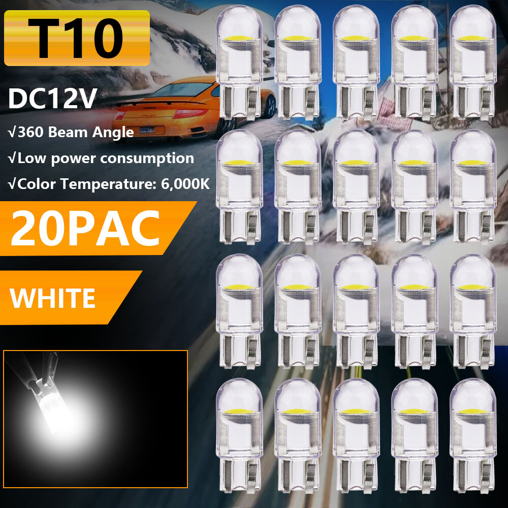 20X Super White T10 194 168 W5W 2825 LED License Plate Interior Light Bulb 6000K