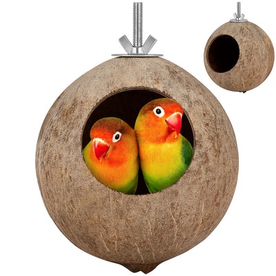  Bird Bath for Cage Nest Parakeets Coconut Hollow Shell Breeding Parrot