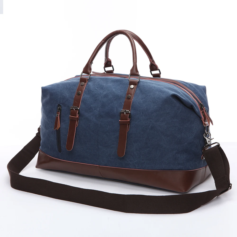 Canvas Leather Men Travel Duffel Bags Carry on Luggage Tote Large Weekend Bag
