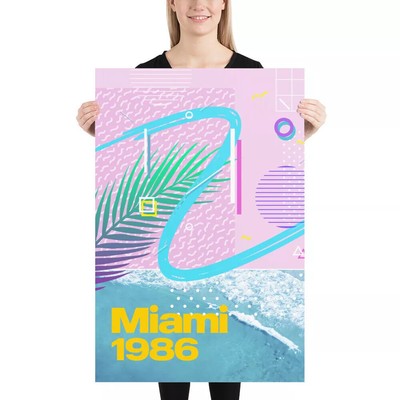 Retrowave poster Miami 1986 retrowave vaporwave synthwave aesthetic poster