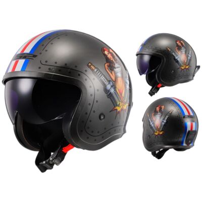 LS2 Spitfire Spark Gloss Brushed Alloy Motorcycle Helmet