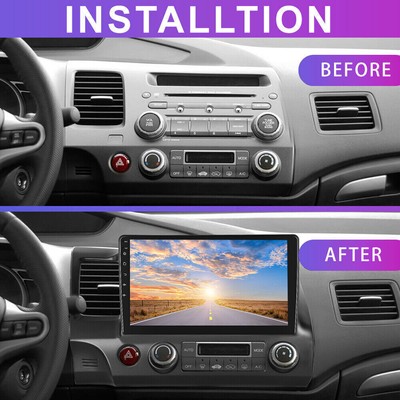 WiFi Apple CarPlay Android 13 For Honda Civic 2006-2011 Car Stereo Radio GPS 64G