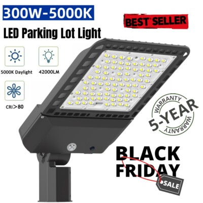300W LED Parking Lot Light Commercial Shoebox Street Area Lights 5000k Daylight