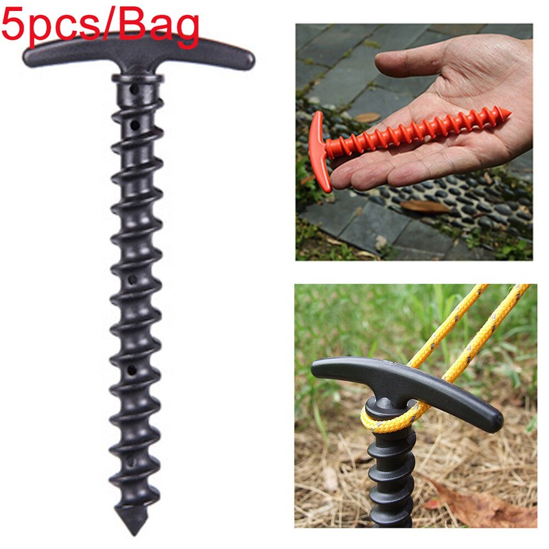 Yellow Plastic Camping Screw Peg Nails Stake Nail Trip Tent Peg Stakes