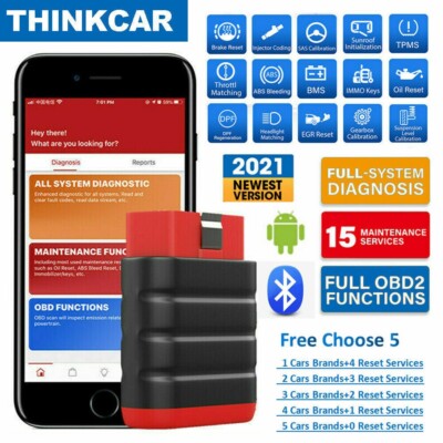 Thinkcar OBD2 Full System Car Bluetooth Scanner App Control Fault Code Reader US