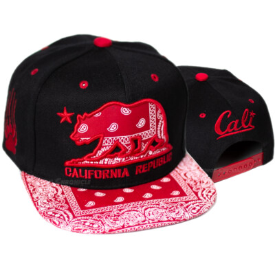 Baseball Cap California Republic Hat Bear Paisley Adjustable Snapback Flat Men
