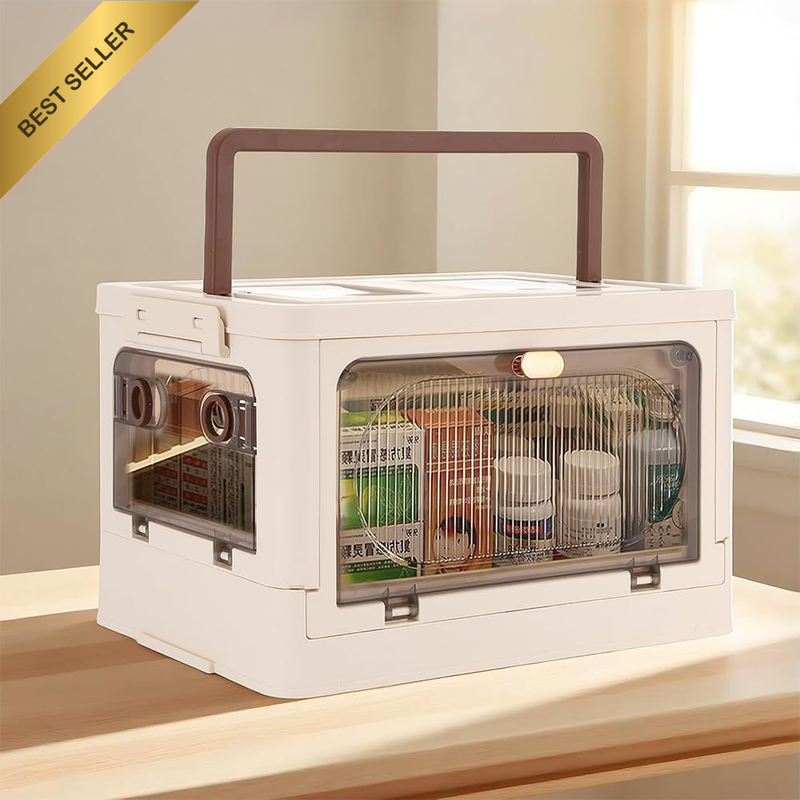 Medicine Storage Box with Handle, Foldable Home First Aid Kit with Handle, Multi