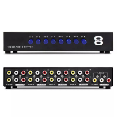 8-Port RCA Composite Video Audio AV 8-Way Switch Selector Switcher Splitter Box