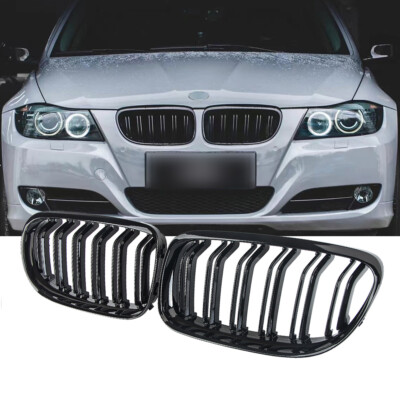 Nieren Grill Doppelsteg passend für BMW 3er E90 E91 LCI 2008-12 Klavierschwarz