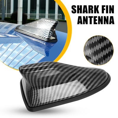 Car Shark Fin Antenna Carbon Fiber Top Roof Aerials AM/FM Radio Signal Base P