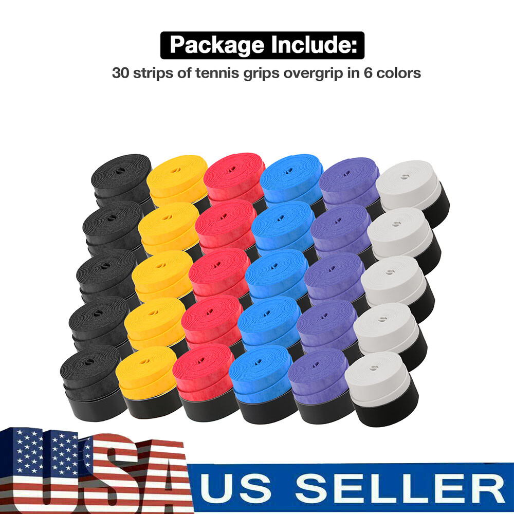 30 Pcs 6 Color Tennis Racket Grip Tape ,  Overgrip Tennis Racket Grip Tape