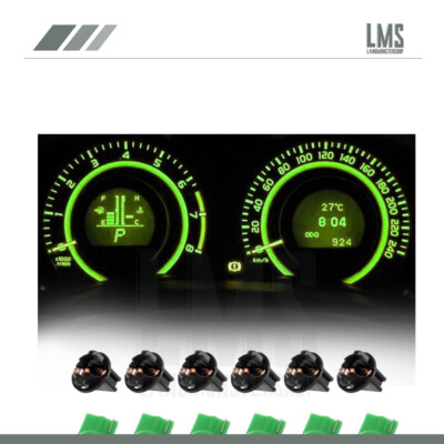6x T10 Green PC194 5050LED Bulb Instrument Panel Cluster Light+Twist Lock Socket