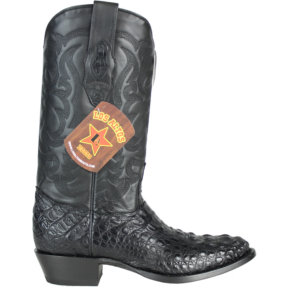 Pre-owned Los Altos Boots Los Altos Black Caiman Crocodile Hornback Round Toe Western Cowboy Boot