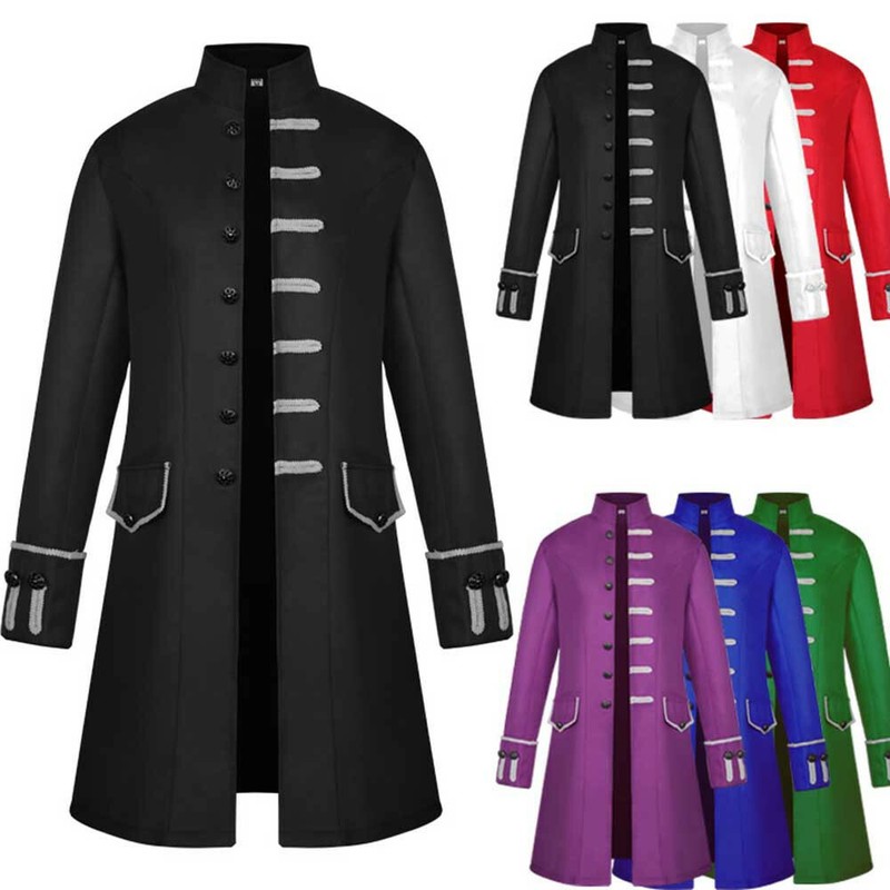 Men Winter Warm Vintage Tailcoat Jacket Overcoat Outwear Buttons Coat Outerwear