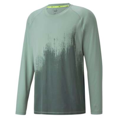 

Puma Studio Yogini Graphic Long Sleeve Crew Neck Training TShirt Mens Green Casu, Зеленый, Puma Studio Yogini Graphic Long Sleeve Crew Neck Training TShirt