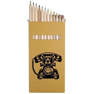 12 x 'Dog & Bone Telephone' Long Colour Pencils (PE00066941)