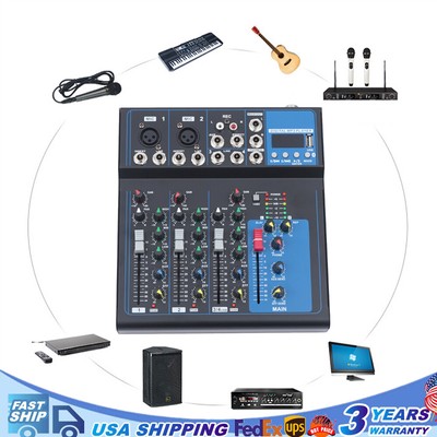 4 Channel Live Studio Stereo Audio bluetooth Mixer Sound Mixing DJ USB Console