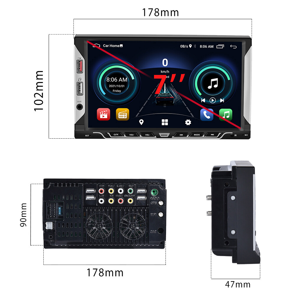 7" Double 2DIN Android 13 Car Stereo Apple Carplay GPS WIFI USB Bluetooth Radio