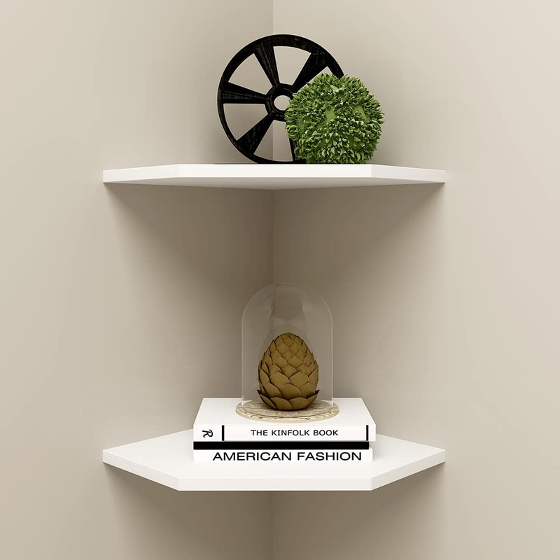 12-Inch Floating Corner Shelves Set of 2 Wall Mounted Storage Shelf