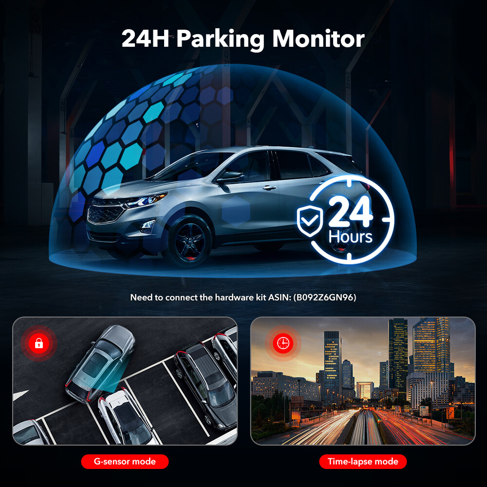 REDTIGER Dash Camera Front and Rear 4K Dash Cam Built-In WiFi & GPS Parking Mode
