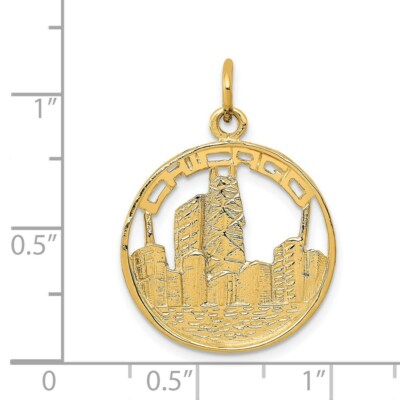 Pre-owned Skyjewelers Real 14kt Yellow Gold Chicago Skyline Charm