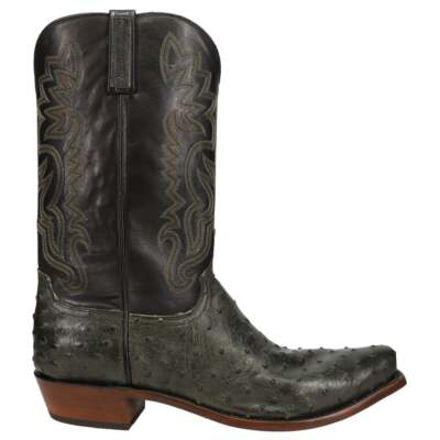 

Lucchese Dante Ostrich Snip Toe Cowboy Мужские черные, зеленые классические ботинки N1202-73, Black;green, Lucchese Dante Ostrich Snip Toe Cowboy
