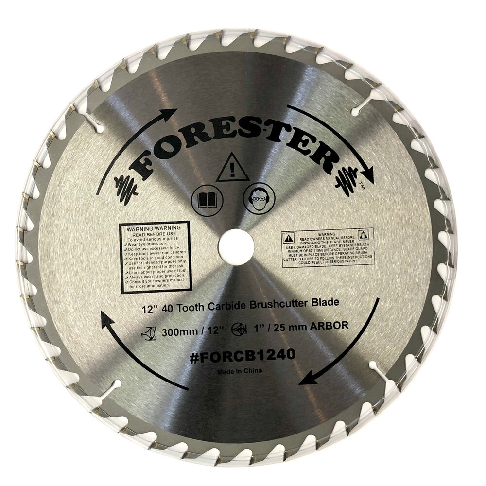 Forester 40 Tooth Carbide Tip Brush Cutter Blade - 12" x 1" / 20mm Arbor
