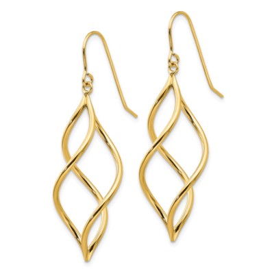 Pre-owned Superdealsforeverything Real 14kt Yellow Gold Swirl Dangle Earrings