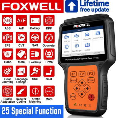 Foxwell NT650 Elite Auto OBD2 Scanner Car Diagnostic ABS SRS TPMS DPF Injector