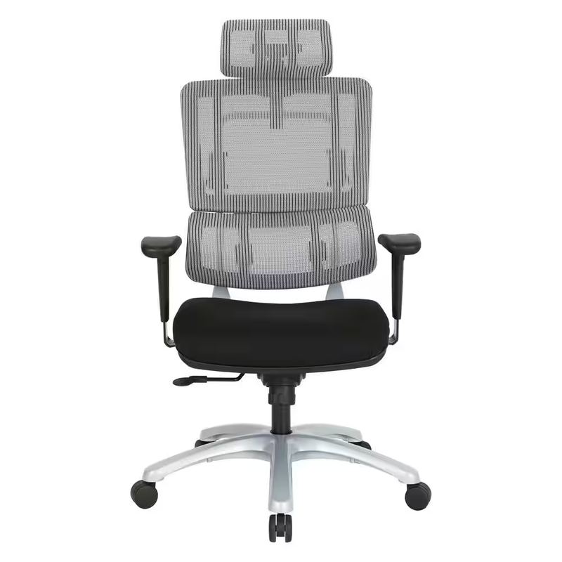 Breathable Vertical Silver Headrest With Steel/gray Mesh |