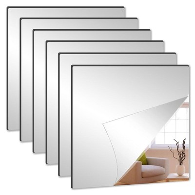Wall Mounted Full Length Mirror Tiles 12''x12'' Square Flexible Acrylic Material E