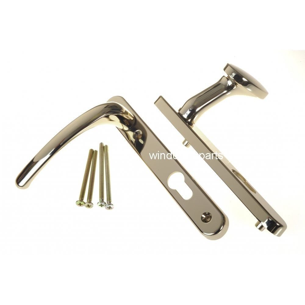 Brass effect door handles for composite door in Hucknall