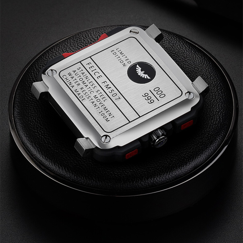 Pre-owned Feice Men's Mechanical Automatic Watch Square 100m Waterproof Sapphire Glass Luminous