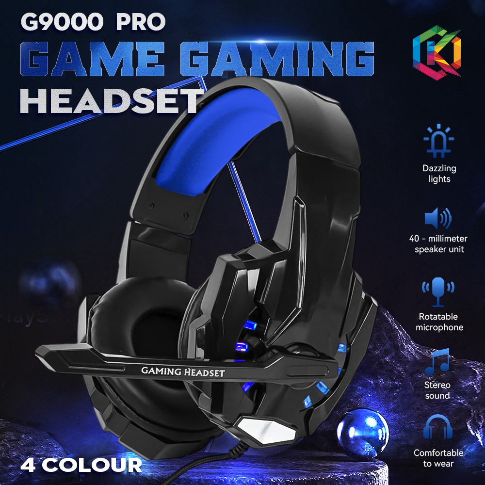 Gaming Headset LED Lights Noise Reduction Mic Stereo Surround Sound Adjustable