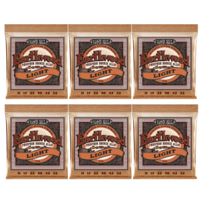 6 SETS Ernie Ball Acoustic Guitar Strings 11-52 Earthwood Phosphor Bronze Light