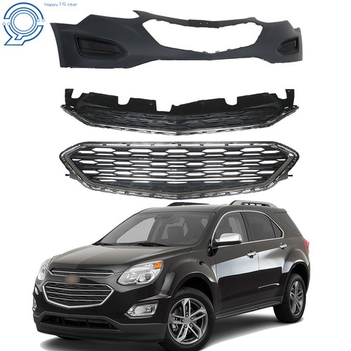 For 2016-2017 Chevy Equinox Front Bumper Cover Primed & Upper Lower Grille