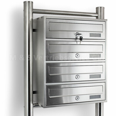 BITUXX 4er Postfach Edelstahl Briefkastenanlage Standbriefkasten Postkasten